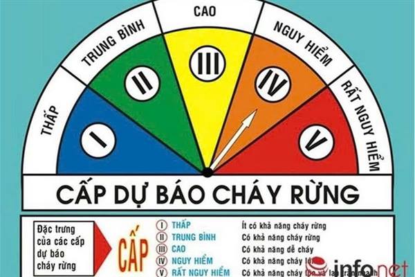 THÔNG BÁO CÁC CẤP DỰ BÁO CHÁY RỪNG