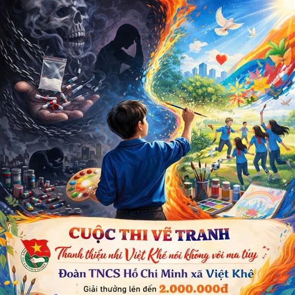 PHÁT ĐỘNG CUỘC THI VẼ TRANH “THANH THIẾU NHI VIỆT KHÊ NÓI KHÔNG VỚI MA TÚY”