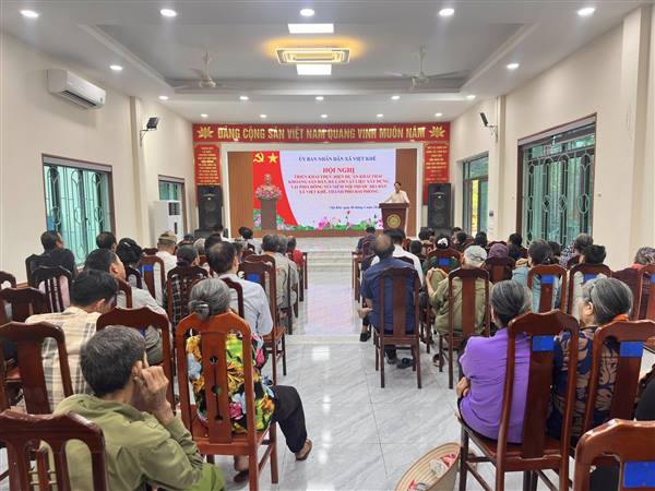 XÃ VIỆT KHÊ TỔ CHỨC HỘI NGHỊ CÔNG BỐ QUYẾT ĐỊNH VÀ TRIỂN KHAI DỰ ÁN KHAI THÁC KHOÁNG SẢN ĐẤT LÀM VẬT LIỆU SAN LẤP TẠI KHU VỰC PHÍA ĐÔNG NÚI NIÊM NỘI