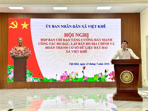 UBND XÃ VIỆT KHÊ TỔ CHỨC HỌP BAN CHỈ ĐẠO TRIỂN KHAI ĐO ĐẠC, LẬP BẢN ĐỒ ĐỊA CHÍNH VÀ HOÀN THÀNH CƠ SỞ DỮ LIỆU ĐẤT ĐAI