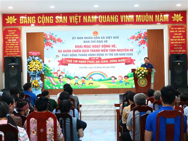 XÃ VIỆT KHÊ KHAI MẠC HOẠT ĐỘNG HÈ, PHÁT ĐỘNG THÁNG HÀNH ĐỘNG VÌ TRẺ EM NĂM 2026