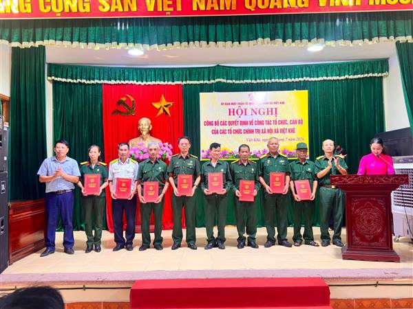 ỦY BAN MTTQ VIỆT NAM XÃ VIỆT KHÊ TỔ CHỨC HỘI NGHỊ CÔNG BỐ CÁC QUYẾT ĐỊNH VỀ CÔNG TÁC TỔ CHỨC CÁN BỘ BAN CÔNG TÁC MẶT TRẬN VÀ CÁC CHI HỘI, CHI ĐOÀN SAU SẮP XẾP, TỔ CHỨC LẠI THÔN