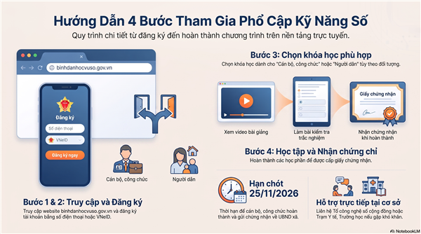 Ủy ban nhân dân xã Việt Khê: Tăng cường triển khai học tập trực tuyến trên Nền tảng “Bình dân học vụ số”