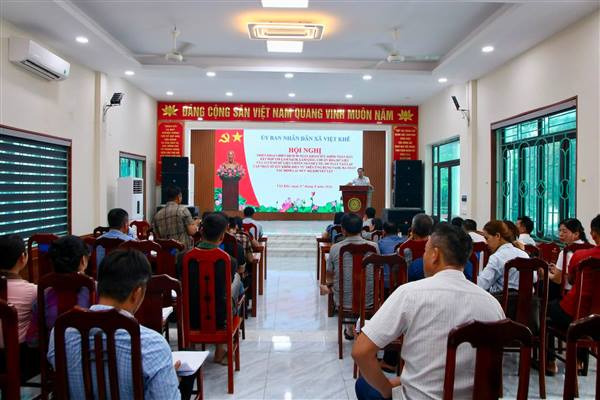 UBND xã Việt Khê tổ chức Hội nghị triển khai Chiến dịch 90 ngày khám sức khỏe toàn dân kết hợp với làm sạch, làm giàu, chuẩn hóa dữ liệu của 12 cơ sở dữ liệu chuyên ngành y tế; 100 ngày tạo lập, cập nhật Sổ sức khỏe điện tử trên ứng dụng VNeID; rà soát, xác định lại mức độ khuyết tật