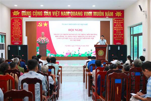 UBND XÃ VIỆT KHÊ TỔ CHỨC HỘI NGHỊ THAM VẤN ĐÁNH GIÁ TÁC ĐỘNG MÔI TRƯỜNG DỰ ÁN KHAI THÁC KHOÁNG SẢN TẠI NÚI NIÊM SƠN NỘI