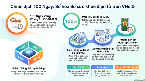 Kế hoạch số: 248/KH-UBND ngày 29/7/2026 của UBND xã Việt Khê "Triển khai Chiến dịch 100 ngày tạo lập, cập nhật Sổ sức khỏe điện tử trên ứng dụng VNeID thông qua liên thông dữ liệu khám sức khỏe và dữ liệu khám bệnh, chữa bệnh trên địa bàn xã Việt Khê"