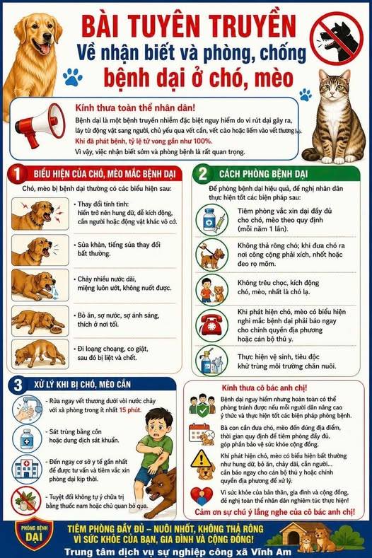 Nhận biết và phòng chống bệnh dại ở chó mèo.
