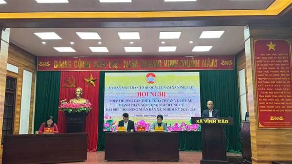 HỘI NGHỊ HIỆP THƯƠNG LẦN THỨ NHẤT XÃ VĨNH BẢO THỐNG NHẤT CƠ CẤU, THÀNH PHẦN ỨNG CỬ ĐẠI BIỂU HĐND XÃ NHIỆM KỲ 2026-2031