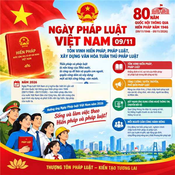 NGÀY PHÁP LUẬT VIỆT NAM 09/11 - TÔN VINH HIẾN PHÁP, PHÁP LUẬT, XÂY DỰNG VĂN HÓA TUÂN THỦ PHÁP LUẬT