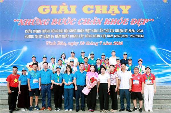 Công đoàn xã Vĩnh Bảo tổ chức thành công Giải chạy tập thể "Những bước chân khỏe đẹp" năm 2026