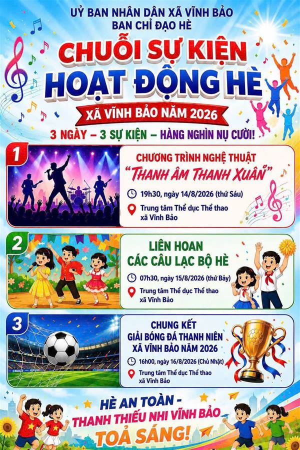 Vĩnh Bảo sôi nổi chuỗi sự kiện Hoạt động hè năm 2026