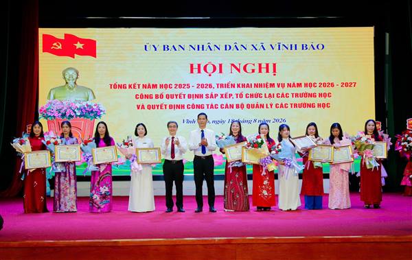 Xã Vĩnh Bảo tổng kết năm học 2025 - 2026, triển khai nhiệm vụ năm học 2026 - 2027