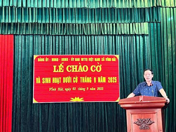 Xã Vĩnh Hải tổ chức Lễ chào cờ và sinh hoạt dưới cờ tháng 9 năm 2025