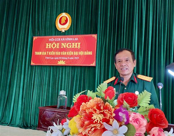 Hội Cựu chiến binh xã Vĩnh Lại tổ chức Hội nghị tham gia ý kiến vào Dự thảo văn kiện Đại hội Đảng bộ xã Vĩnh Lại lần thứ I , Nhiệm kỳ 2025-2030