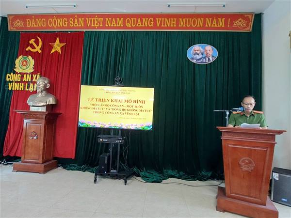 Công an xã Vĩnh Lại tổ chức Lễ triển khai Mô hình “Mỗi cán bộ Công an - Một thôn không ma túy” và “Dòng họ không ma túy”