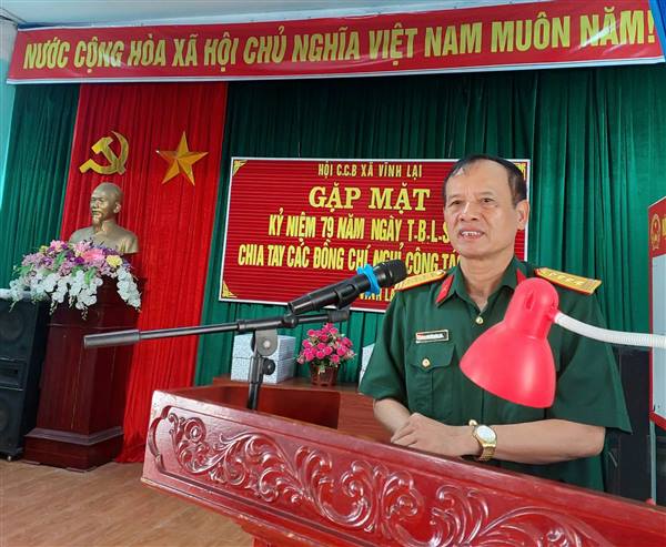 Hội Cựu chiến binh xã Vĩnh Lại tổ chức Hội nghị gặp mặt Kỷ niệm 79 năm Ngày Thương binh - Liệt sĩ (27/7/1947-27/7/2026) và chia tay cán bộ nghỉ công tác Hội
