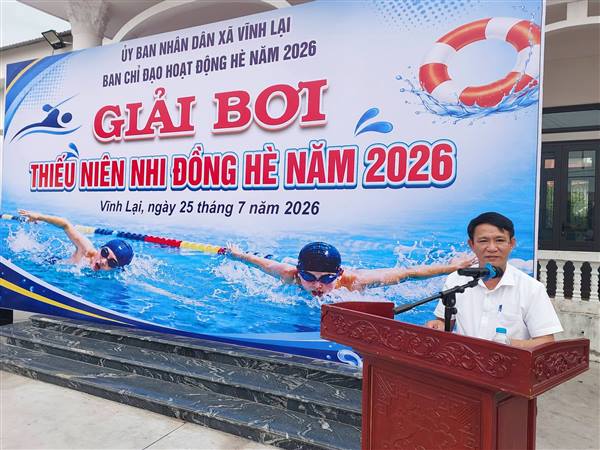 Ban Chỉ đạo hoạt động hè xã Vĩnh Lại tổ chức Giải bơi thiếu niên, nhi đồng hè năm 2026