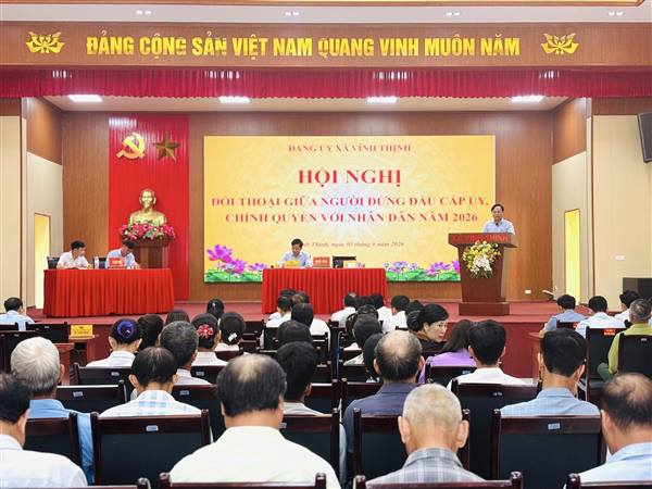 XÃ VĨNH THỊNH: TỔ CHỨC THÀNH CÔNG HỘI NGHỊ ĐỐI THOẠI GIỮA NGƯỜI ĐỨNG ĐẦU CẤP ỦY, CHÍNH QUYỀN VỚI NHÂN DÂN NĂM 2026