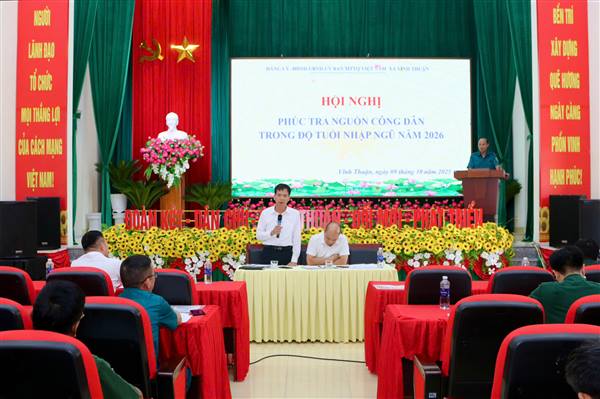 Xã Vĩnh Thuận tổ chức Hội nghị phúc tra nguồn công dân trong độ tuổi nhập ngũ năm 2026.