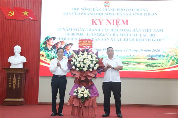  Hội Nông dân xã Vĩnh Thuận tổ chức Kỷ niệm 96 năm Ngày thành lập Hội Nông dân Việt Nam (14/10/1930 – 14/10/2026); ra mắt CLB “Hội viên nông dân sản xuất kinh doanh giỏi”.