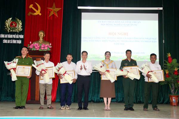 Hội đồng Nghĩa vụ quân sự xã Vĩnh Thuận tổ chức Hội nghị tổng kết công tác tuyển chọn, gọi công dân nhập ngũ và thực hiện nghĩa vụ tham gia Công an nhân dân năm 2026.