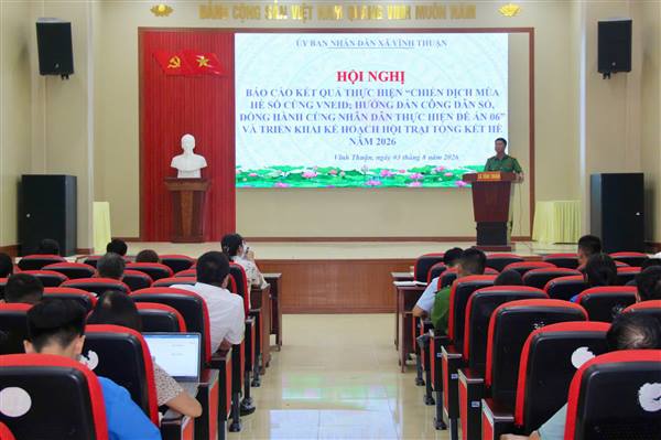 Hội nghị giao ban báo cáo tiến độ triển khai “ Chiến dịch mùa hè số cùng VneID, hướng dẫn công dân số, đồng hành cùng Nhân dân thực hiện Đề án 06”; Triển khai Kế hoạch Hội trại tổng kết hoạt động hè năm 2026. 