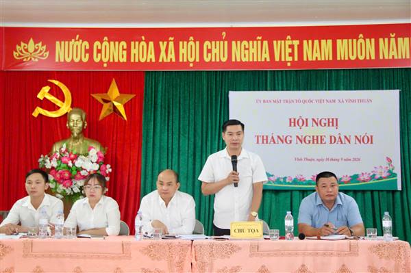 Ủy ban MTTQ Việt Nam xã Vĩnh Thuận tổ chức Hội nghị “Tháng nghe dân nói” năm 2026.