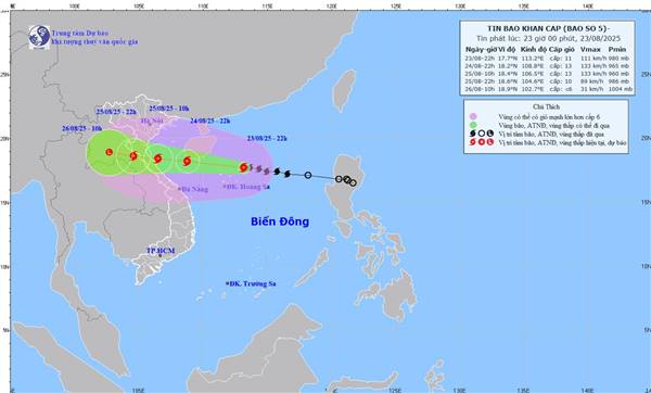 Thông báo về việc phòng chống cơn bão số 5 năm 2025, cơn bão Kajiki.