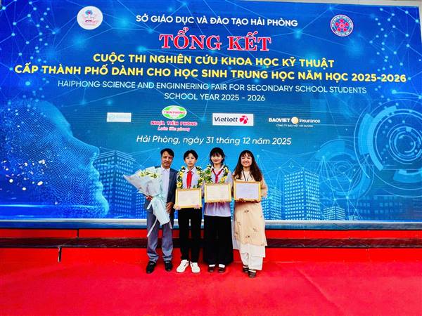 Trường THCS Lê Lợi (xã Yết Kiêu) xuất sắc đạt giải Ba cuộc thi nghiên cứu khoa học kỹ thuật cấp thành phố năm học 2025–2026