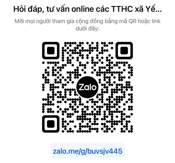 Nhóm zalo Hỏi đáp, hỗ trợ Thủ tục hành chính của Trung tâm Phục vụ hành chính công xã Yết Kiêu