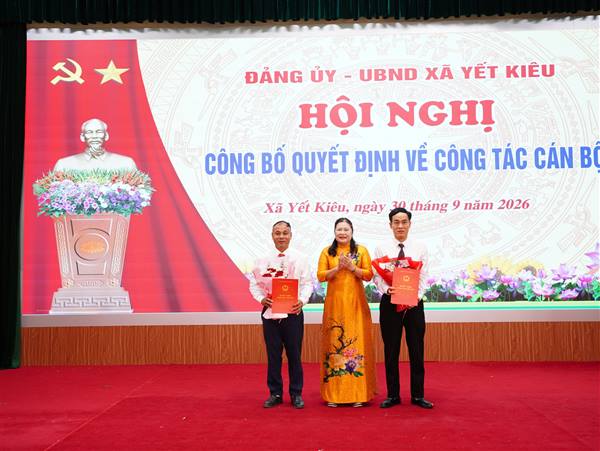 Xã Yết Kiêu kiện toàn các chức danh lãnh đạo Trung tâm Phục vụ hành chính công và Trung tâm Dịch vụ sự nghiệp công