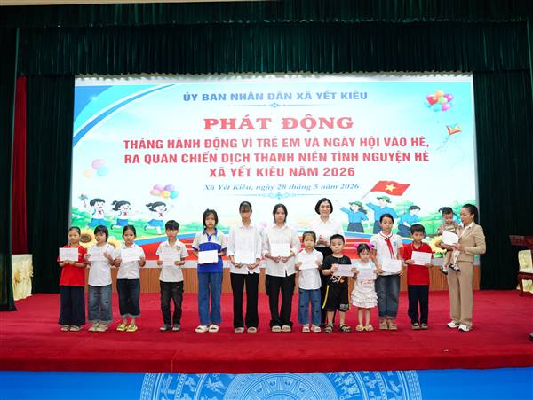 Xã Yết Kiêu phát động tháng hành động vì trẻ em, ra quân Chiến dịch thanh niên tình nguyện hè năm 2026