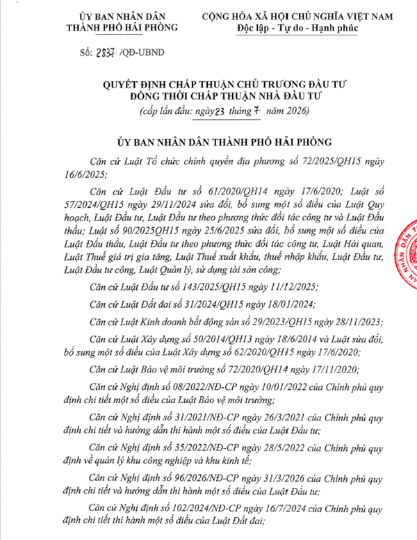 Chấp thuận chủ trương đầu tư Khu Công nghiệp Gia Lộc 3