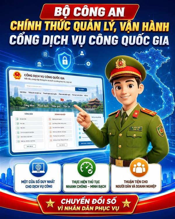 Bộ Công an chính thức quản lý, vận hành Cổng Dịch vụ công quốc gia