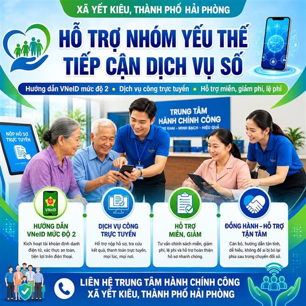 XÃ YẾT KIÊU, THÀNH PHỐ HẢI PHÒNG TÍCH CỰC TRIỂN KHAI HỖ TRỢ NHÓM YẾU THẾ TIẾP CẬN DỊCH VỤ SỐ
